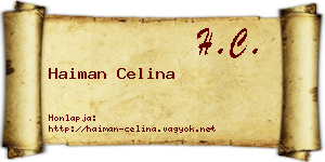 Haiman Celina névjegykártya